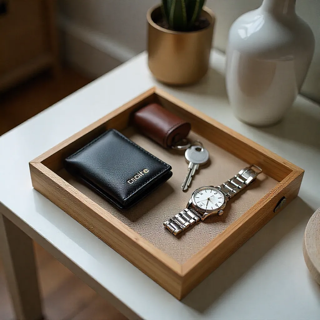 Classic square tray in natural finish