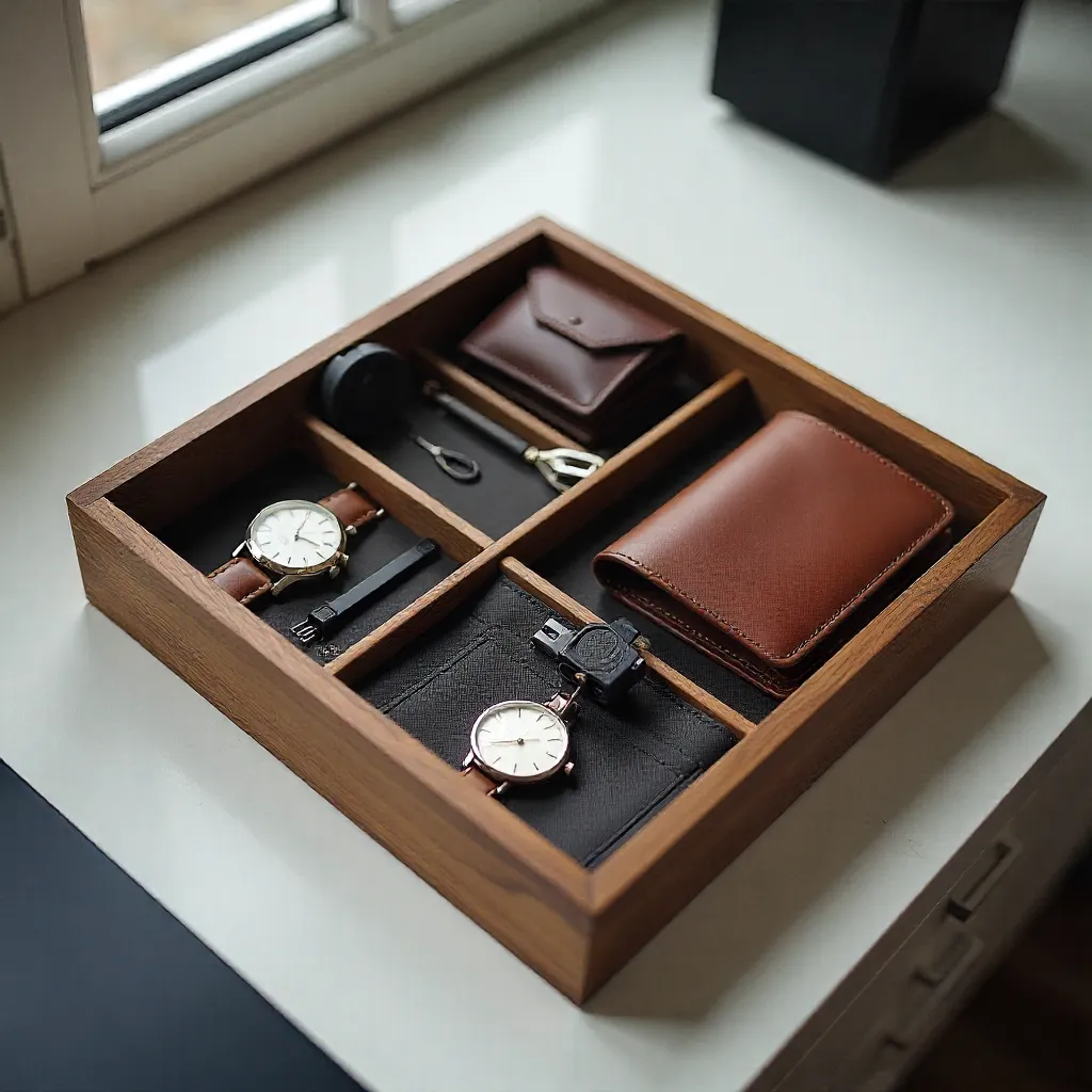 Keys arranged in organized tray