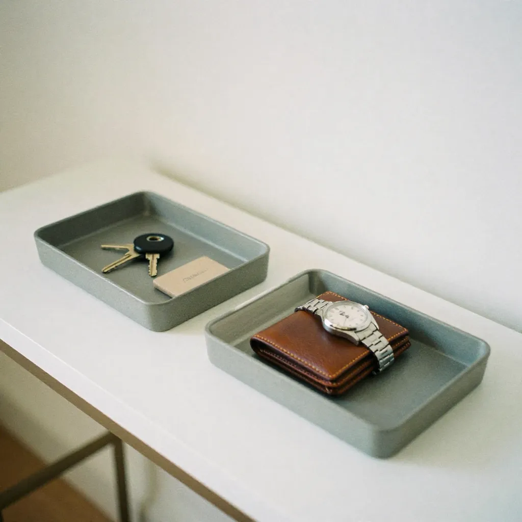 Watch and accessories in tray