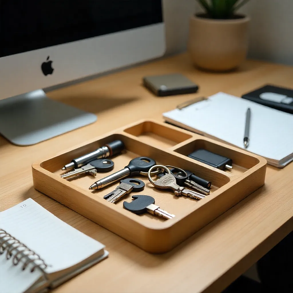 Asymmetrical tray with items