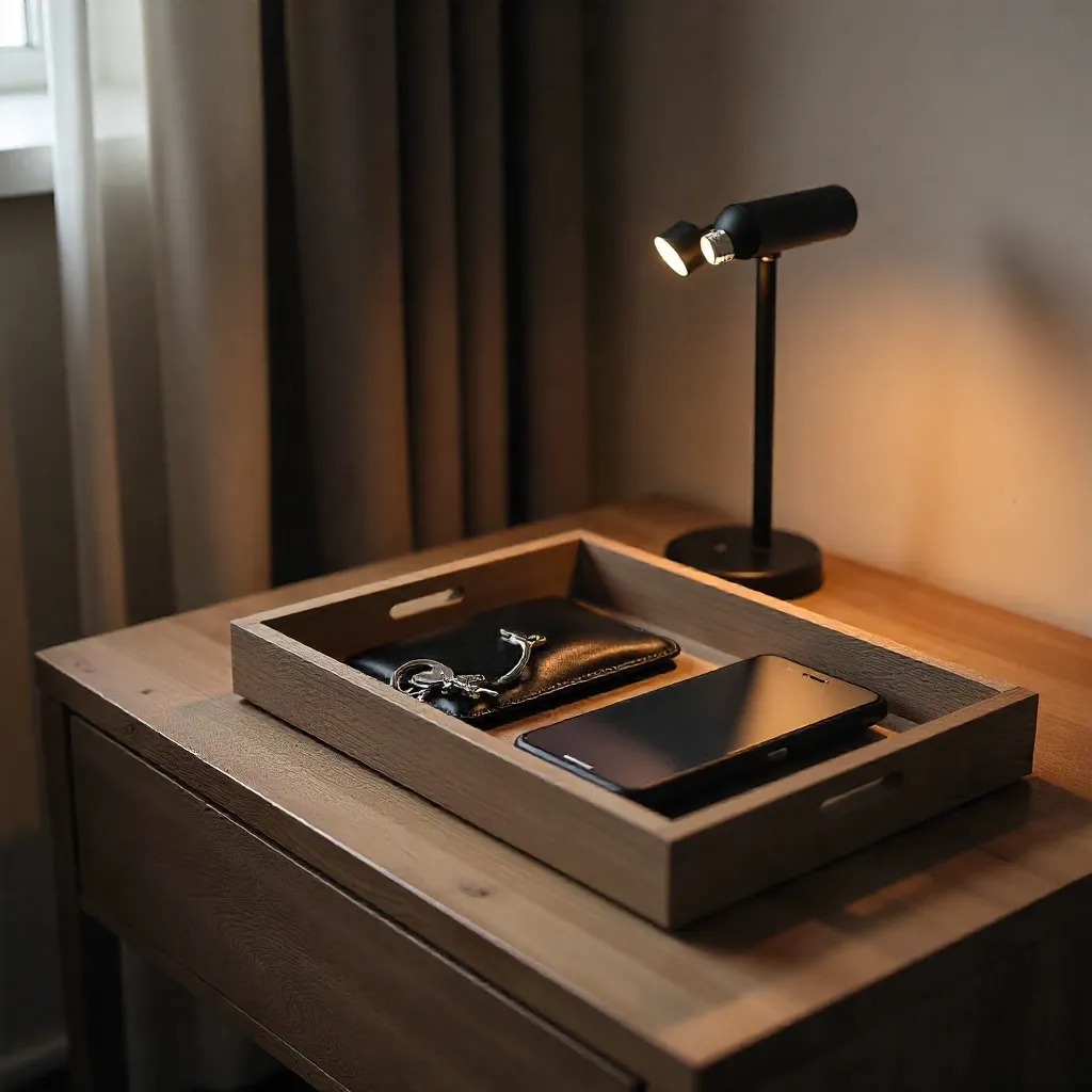 Tray on bedside table