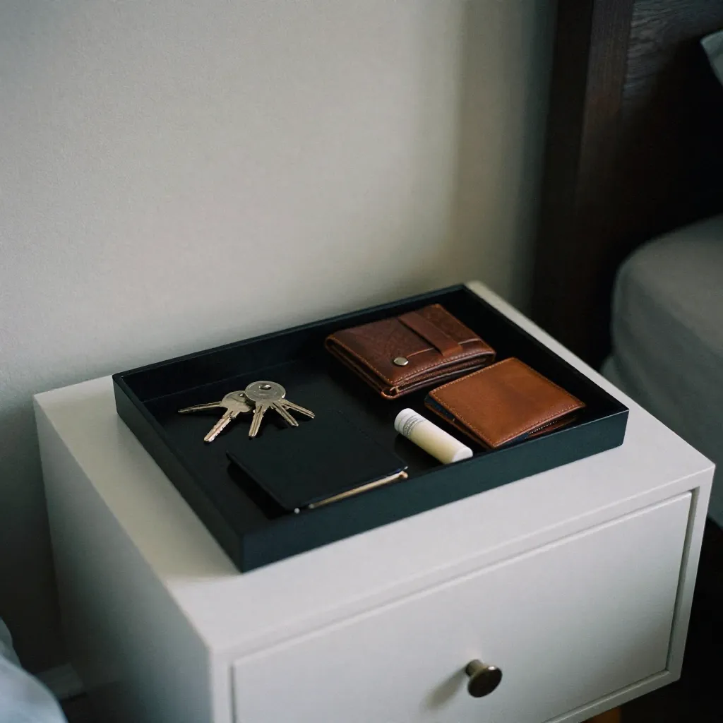 Tray in workspace setting